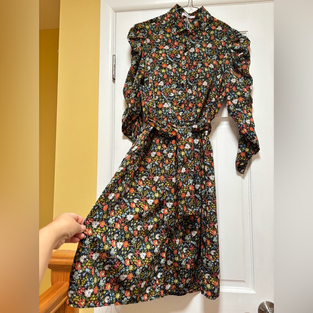 Floral Long Sleeve Dress with Belt - Picture 5 of 11